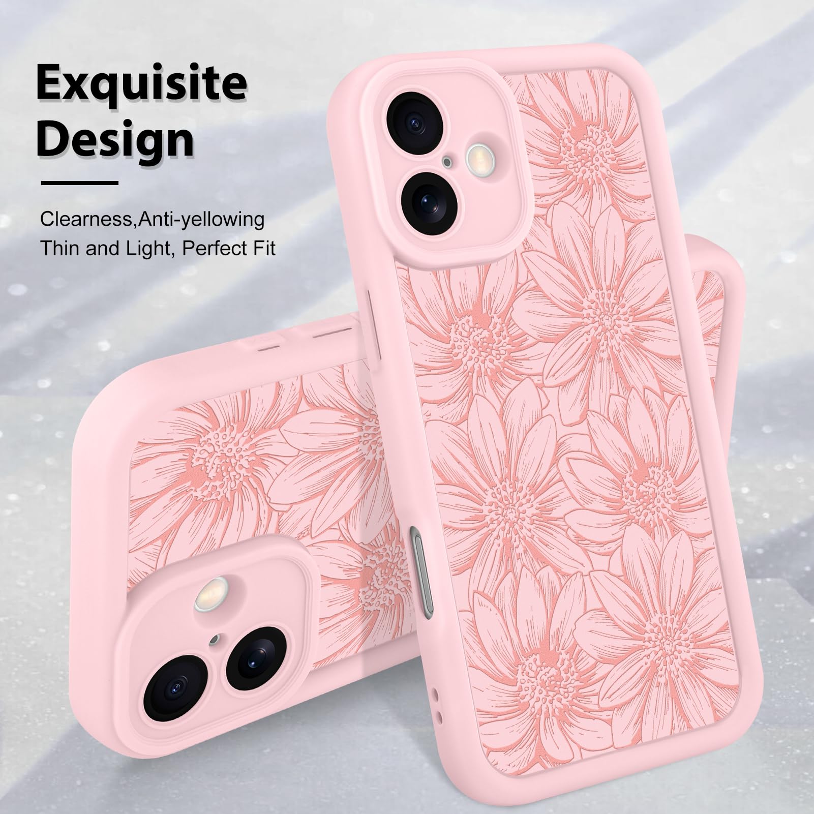 Foto 4 pulgar | Funda De Teléfono Mzelq Para Iphone 16 De Silicona, Color Rosa Girasol - Venta Internacional.