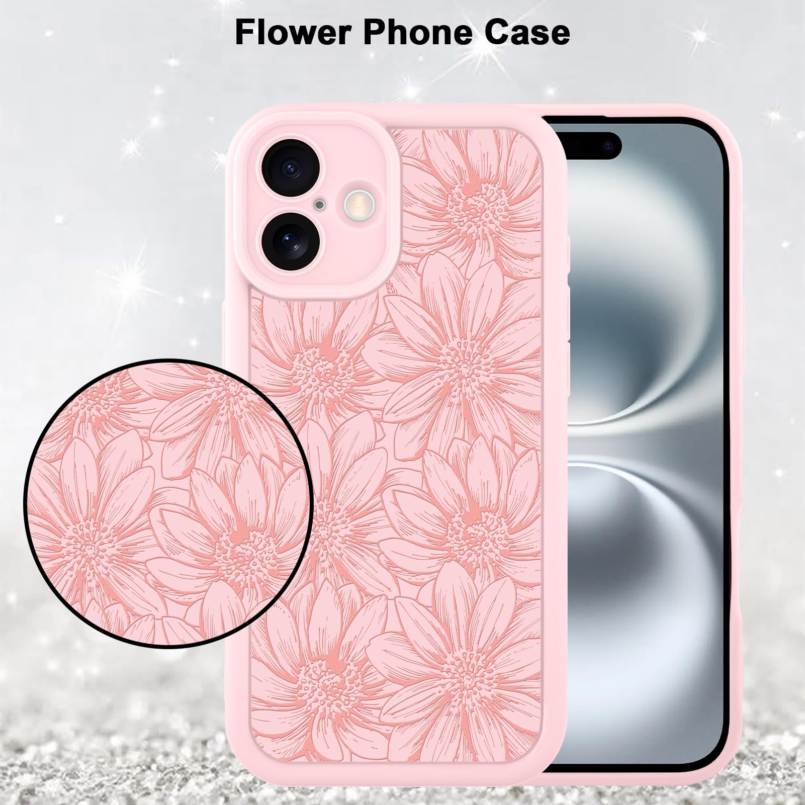 Foto 5 | Funda De Teléfono Mzelq Para Iphone 16 De Silicona, Color Rosa Girasol - Venta Internacional.