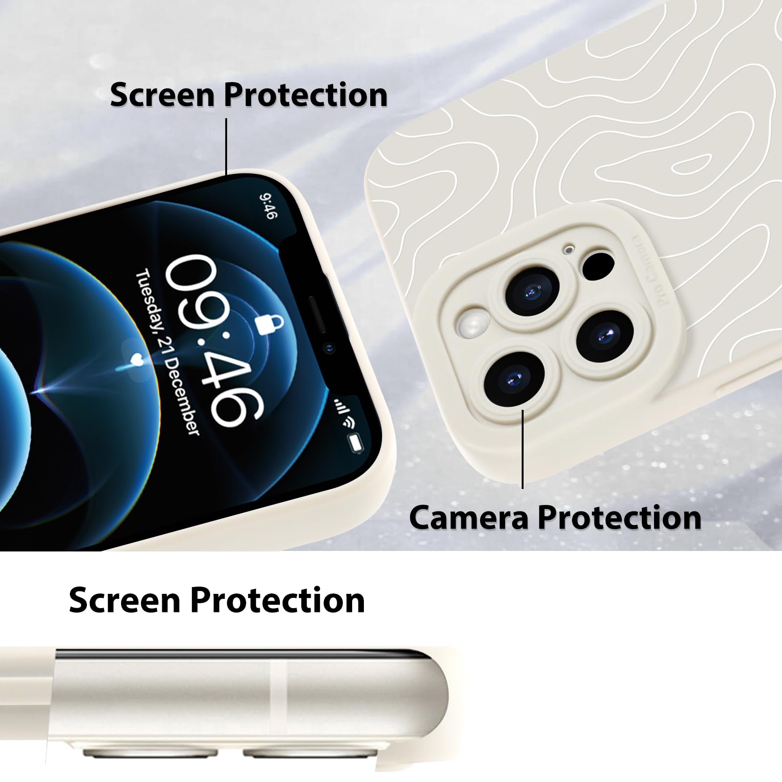 Foto 5 pulgar | Funda De Teléfono Mzelq Para Iphone 12 Pro Max De Silicona Blanca - Venta Internacional.