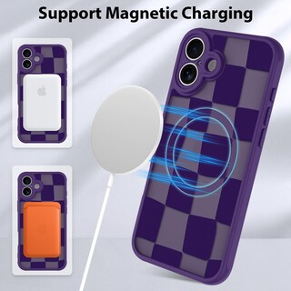 Foto 6 | Funda De Teléfono Kanghar Para Iphone 16, A Cuadros, Color Morado Mate - Venta Internacional.
