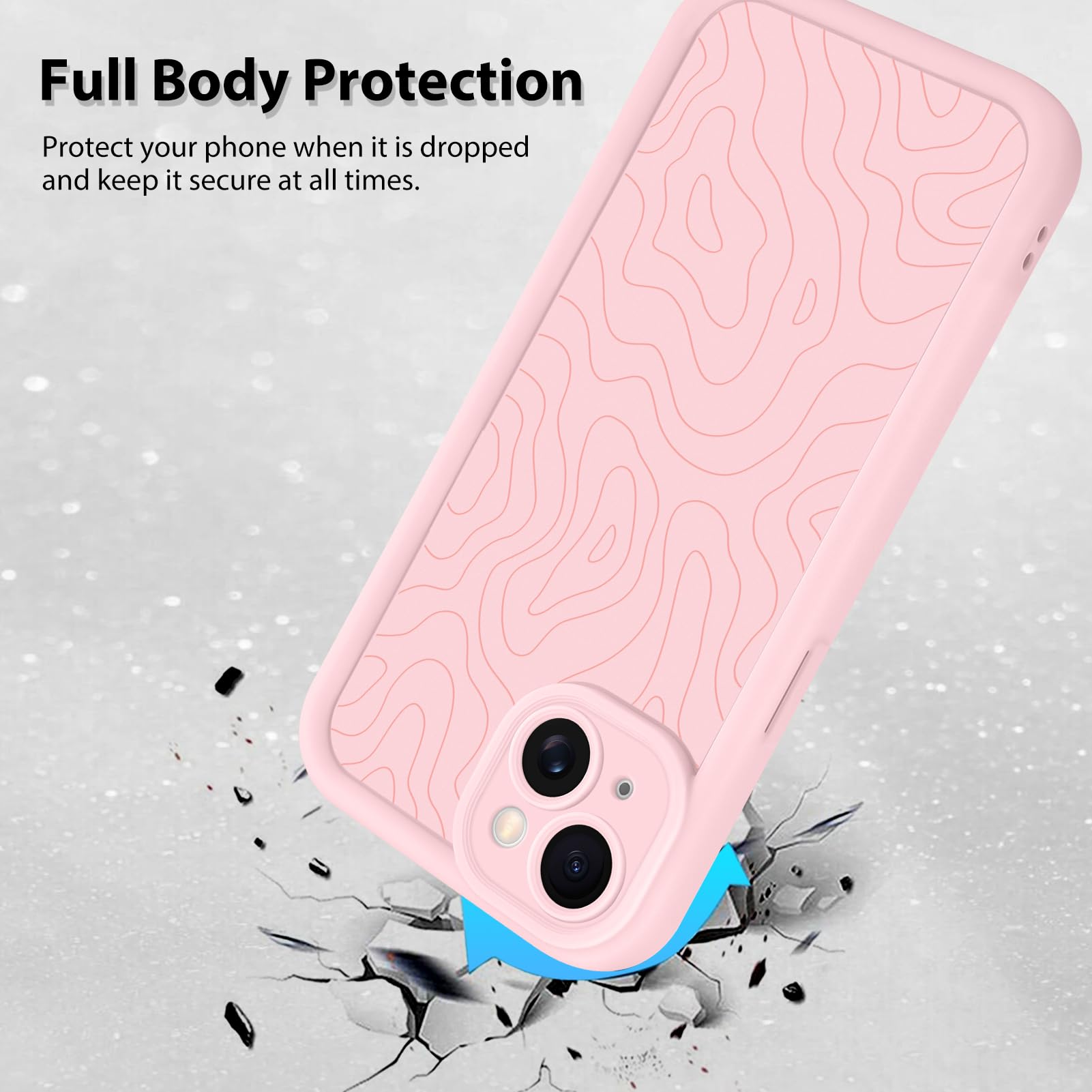 Foto 3 pulgar | Funda De Teléfono Mzelq Para Iphone 15 Silicone Wave Ripple Pink - Venta Internacional.