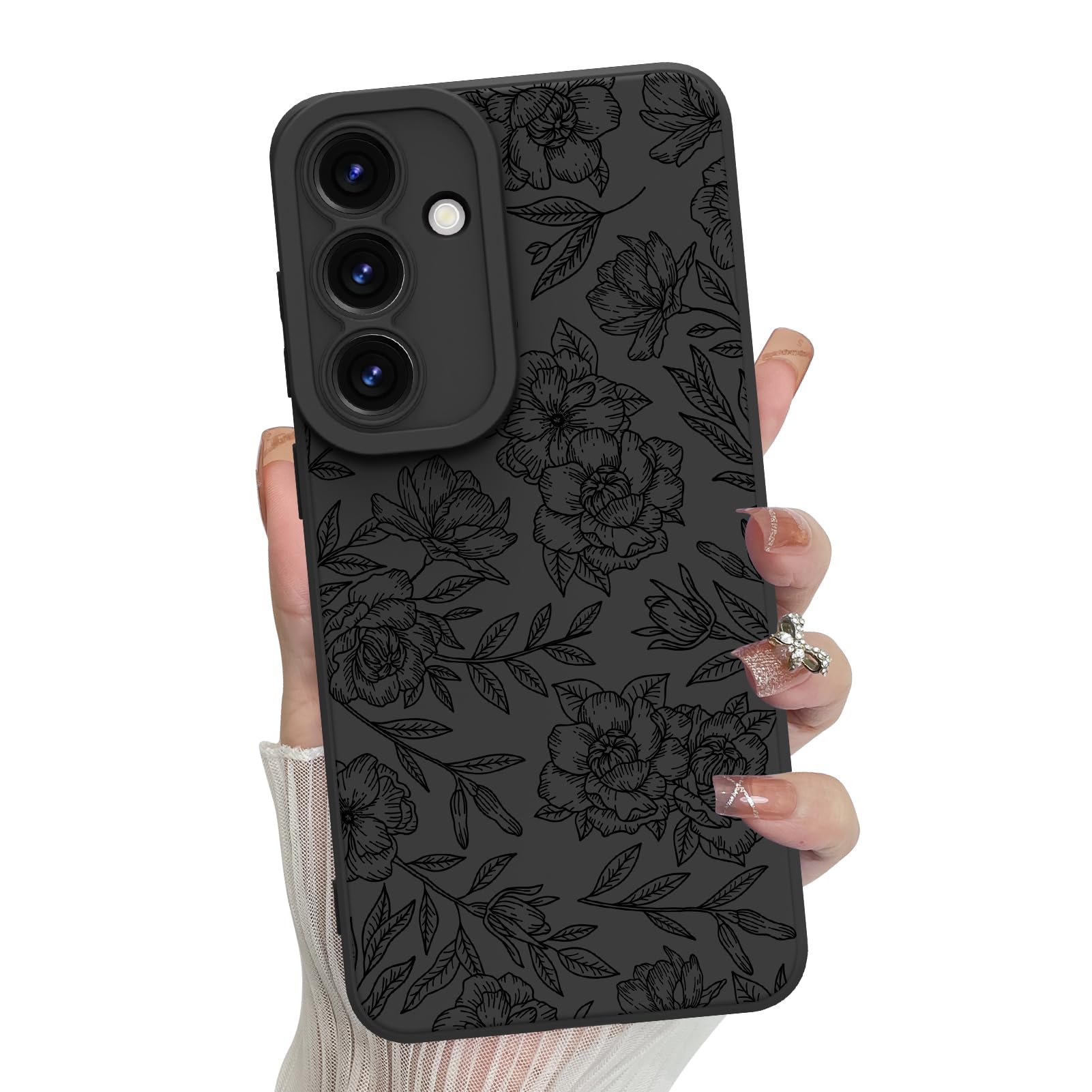 Foto 2 pulgar | Funda De Teléfono Mzelq Con Flores Florales De Silicona Para Samsung S25 - Venta Internacional.