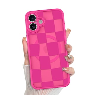 Foto 1 | Funda Kanghar Para Iphone 16 Plus A Cuadros, Color Rosa Intenso Mate - Venta Internacional.