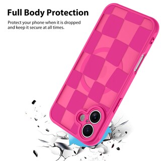 Foto 2 | Funda Kanghar Para Iphone 16 Plus A Cuadros, Color Rosa Intenso Mate - Venta Internacional.