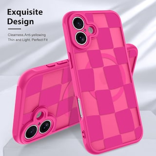 Foto 3 | Funda Kanghar Para Iphone 16 Plus A Cuadros, Color Rosa Intenso Mate - Venta Internacional.