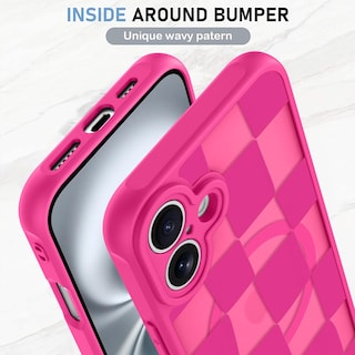 Foto 4 | Funda Kanghar Para Iphone 16 Plus A Cuadros, Color Rosa Intenso Mate - Venta Internacional.