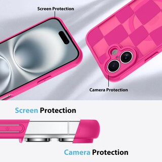 Foto 5 | Funda Kanghar Para Iphone 16 Plus A Cuadros, Color Rosa Intenso Mate - Venta Internacional.