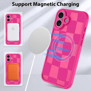 Foto 6 | Funda Kanghar Para Iphone 16 Plus A Cuadros, Color Rosa Intenso Mate - Venta Internacional.