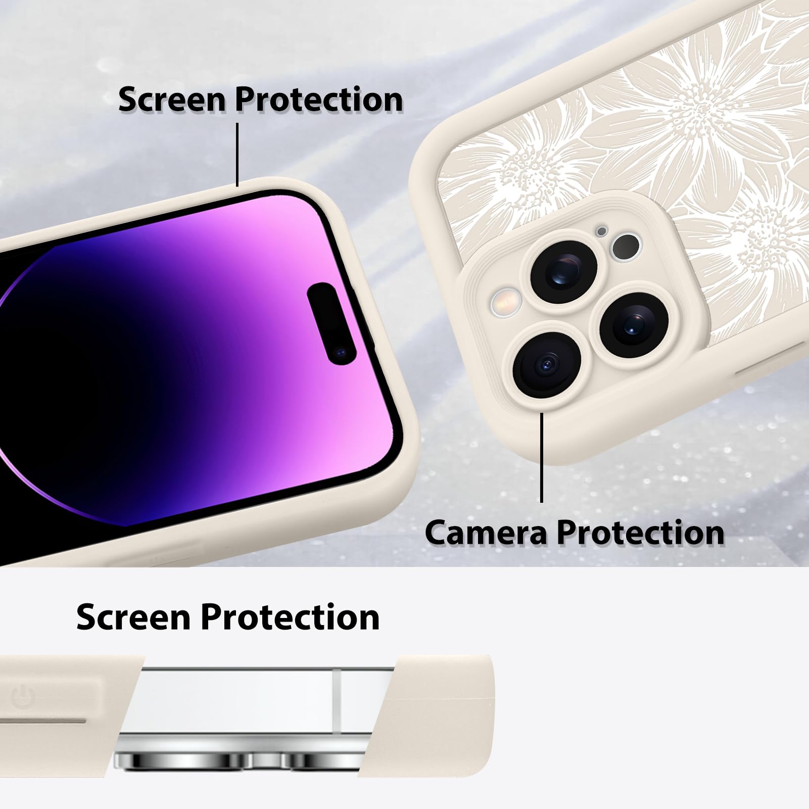 Foto 5 pulgar | Funda De Teléfono Mzelq Para Iphone 14 Pro Max Silicone Sunflower - Venta Internacional.