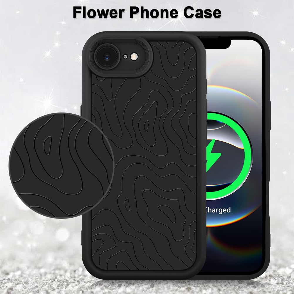 Foto 6 pulgar | Funda De Teléfono Mzelq Para Iphone 16e Silicone Wave Ripple Black - Venta Internacional.