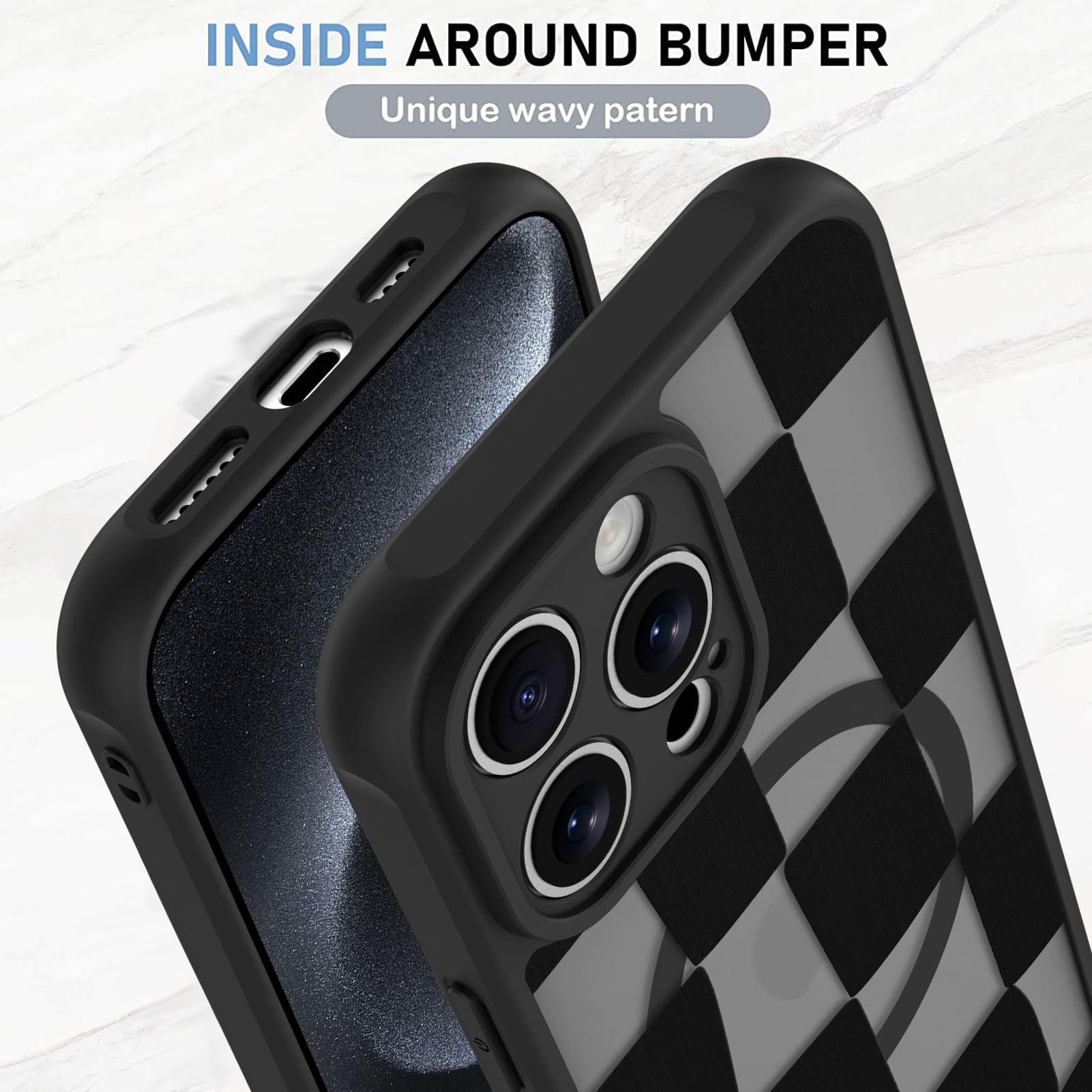 Foto 4 | Funda De Teléfono Kanghar Para Iphone 15 Pro Max A Cuadros Mate - Venta Internacional.