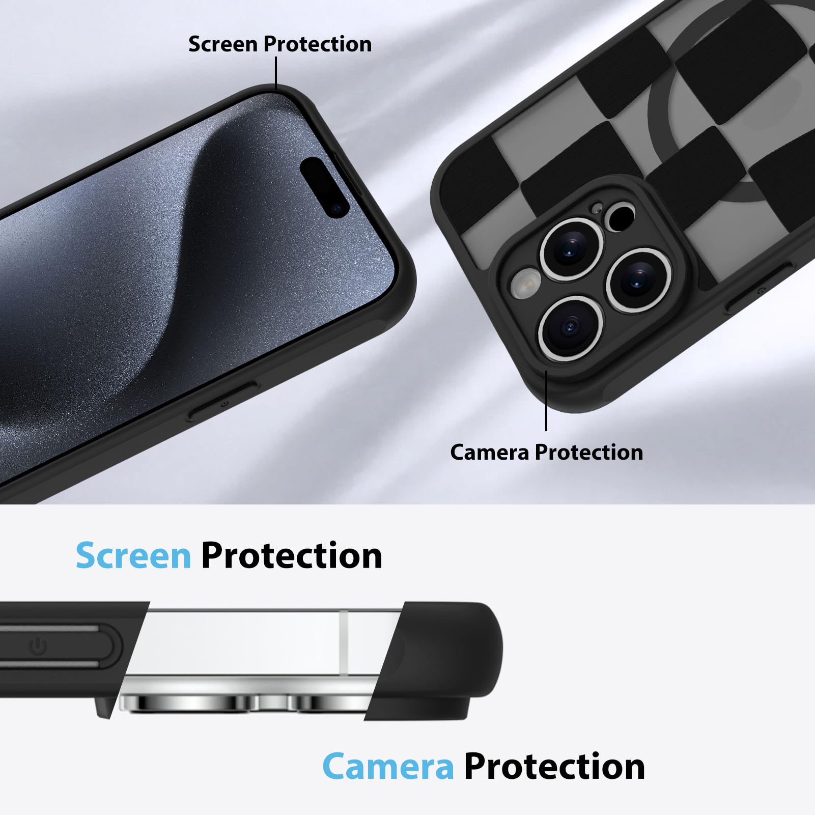 Foto 5 | Funda De Teléfono Kanghar Para Iphone 15 Pro Max A Cuadros Mate - Venta Internacional.
