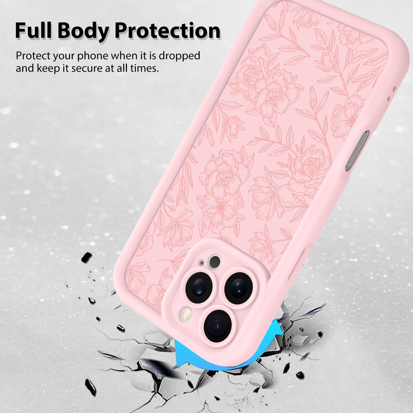 Foto 3 pulgar | Funda De Teléfono Mzelq Para Iphone 16 Pro De Silicona Con Estampado Floral Rosa - Venta Internacional.