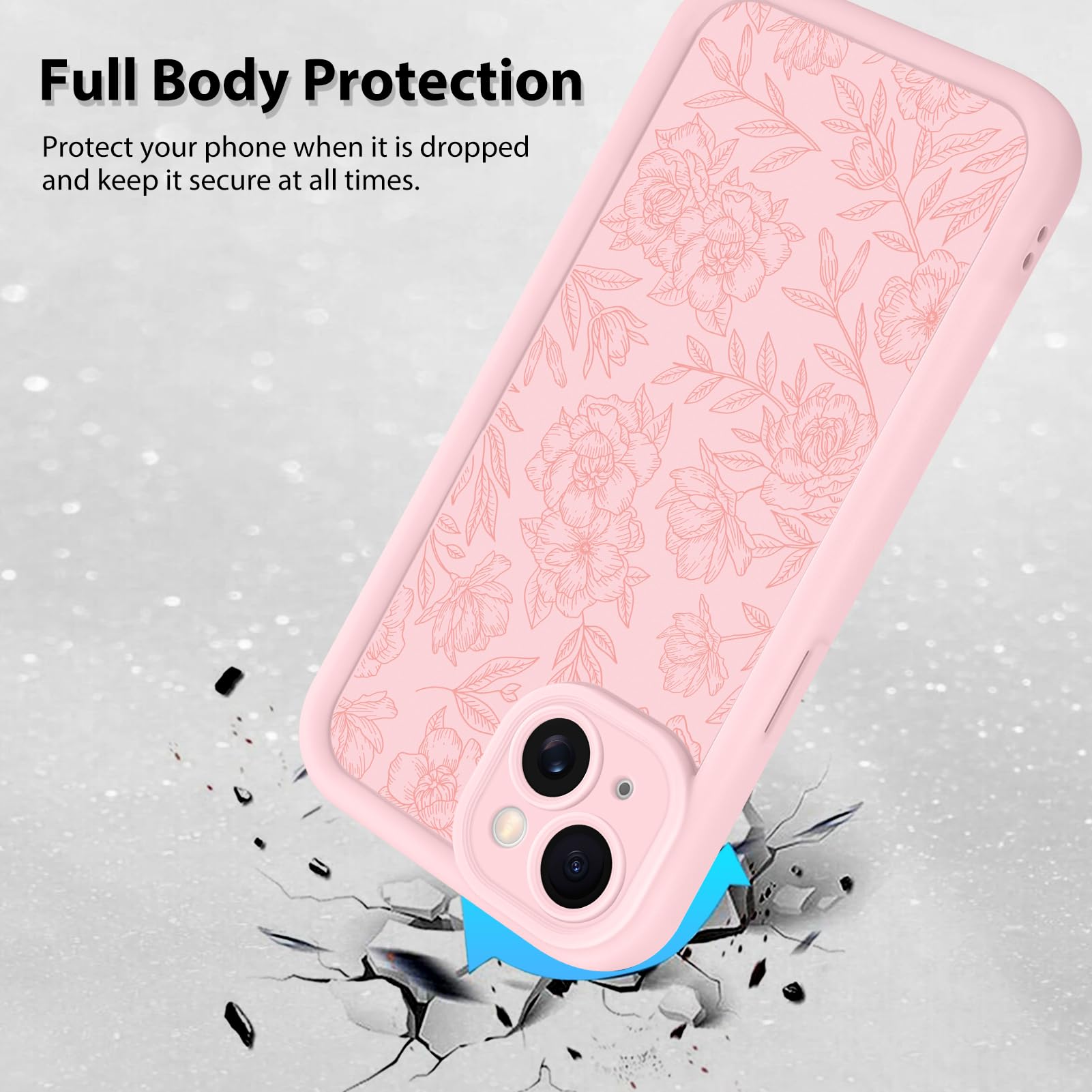 Foto 3 pulgar | Funda De Teléfono Mzelq Para Iphone 15 De Silicona Con Flores Florales Rosas - Venta Internacional.
