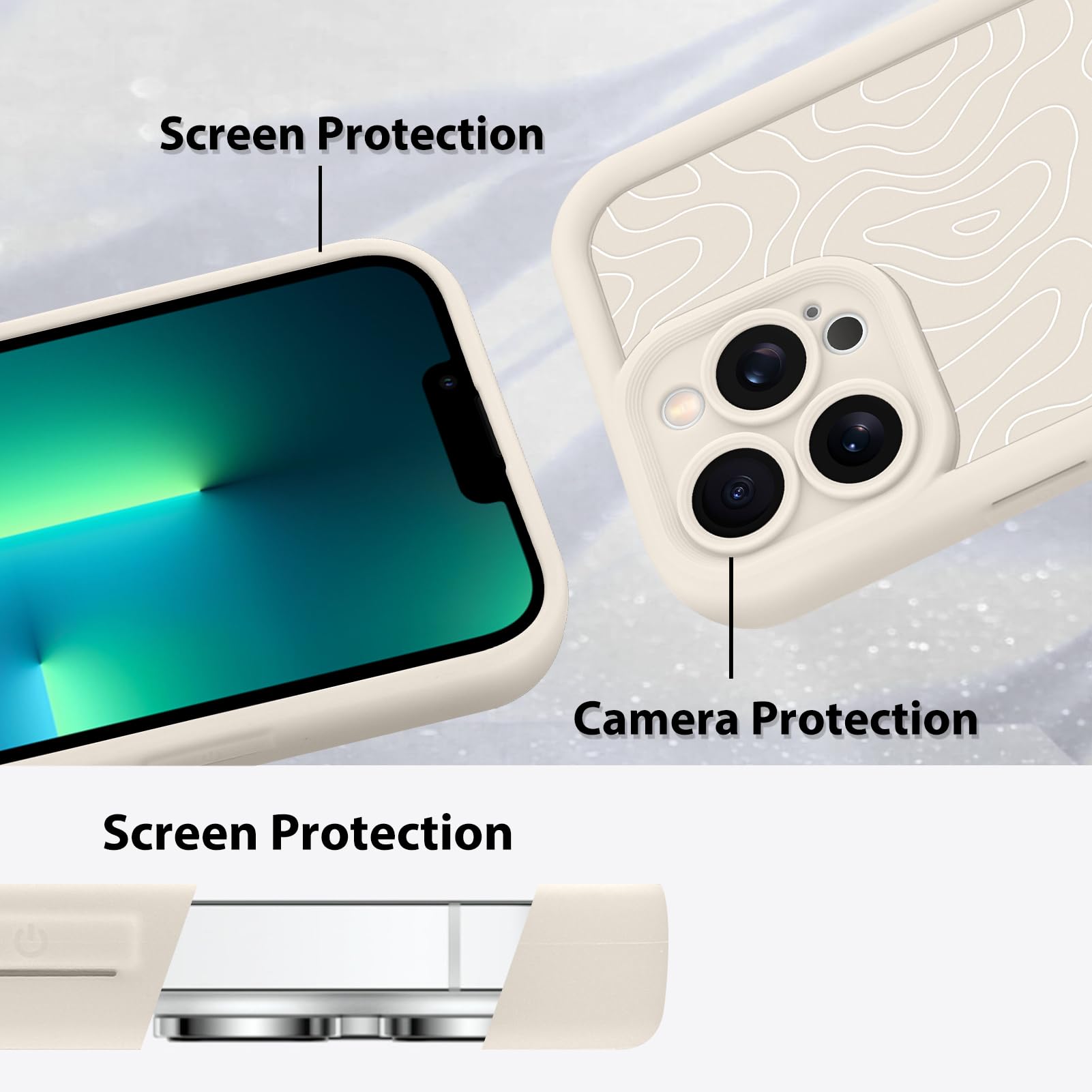 Foto 5 pulgar | Funda De Teléfono Mzelq Silicone Wave Ripple Para Iphone 13 Pro Max - Venta Internacional.