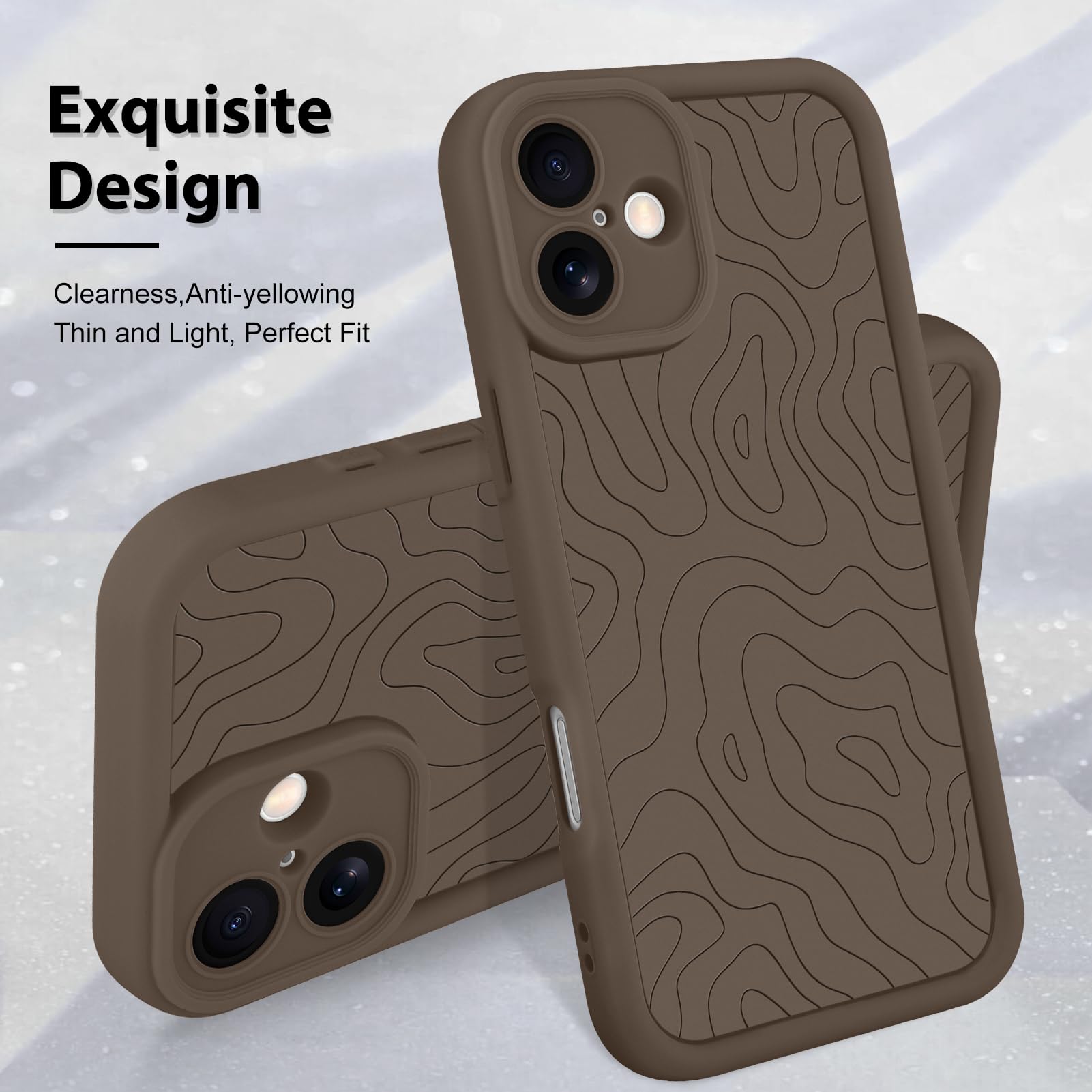 Foto 4 pulgar | Funda De Teléfono Mzelq Para Iphone 16 Silicone Wave Ripple Brown - Venta Internacional.