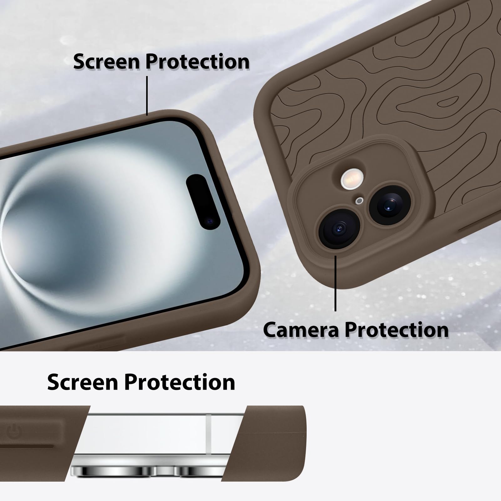 Foto 5 pulgar | Funda De Teléfono Mzelq Para Iphone 16 Silicone Wave Ripple Brown - Venta Internacional.