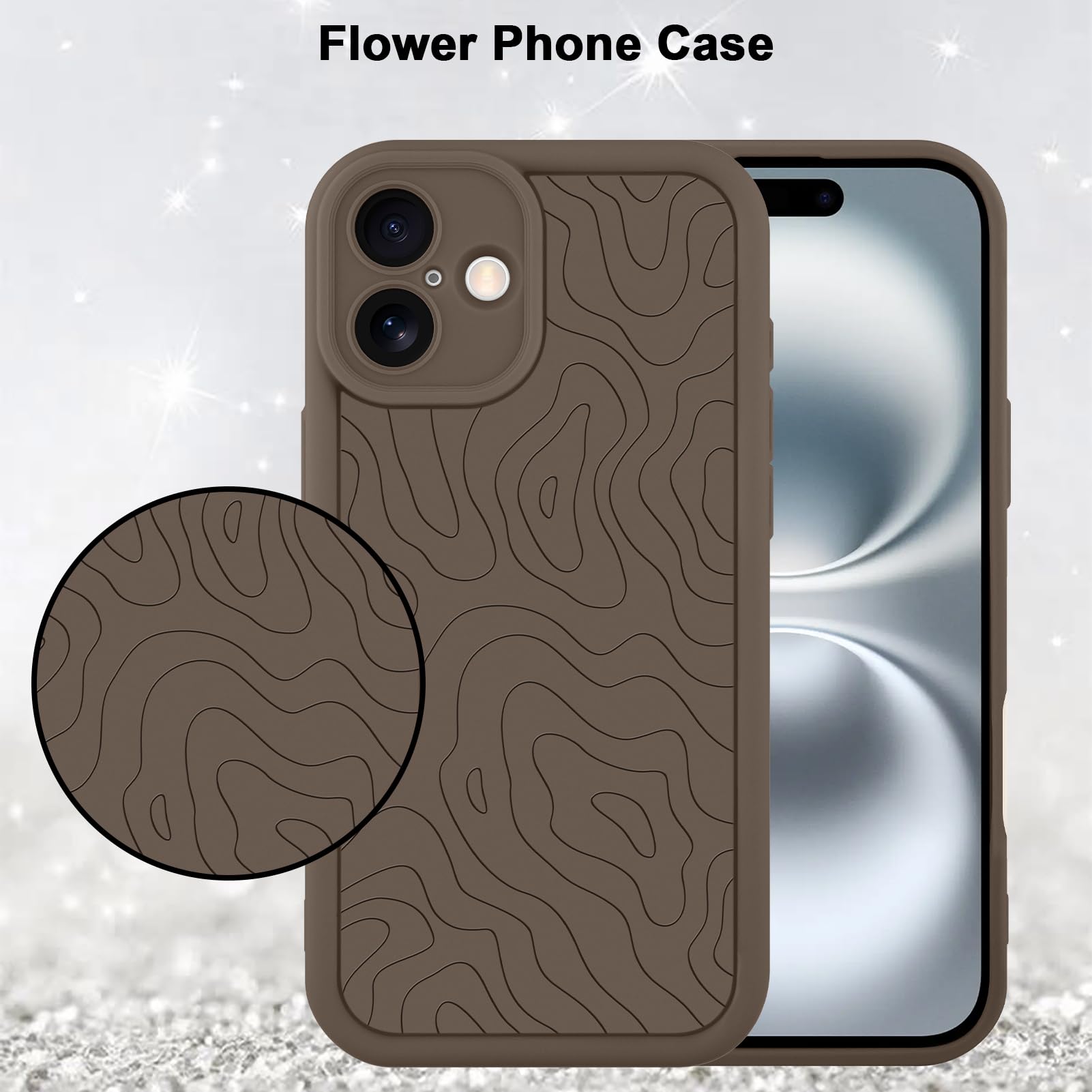 Foto 6 pulgar | Funda De Teléfono Mzelq Para Iphone 16 Silicone Wave Ripple Brown - Venta Internacional.