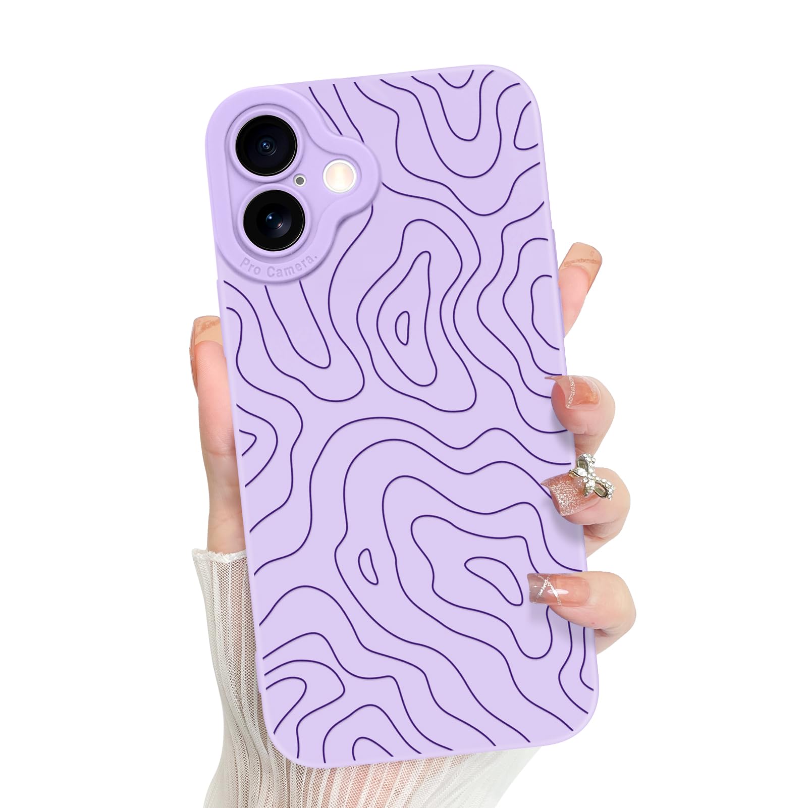Foto 2 pulgar | Funda De Teléfono Mzelq Para Iphone 16 Plus Silicone Wave Ripple Purple - Venta Internacional.