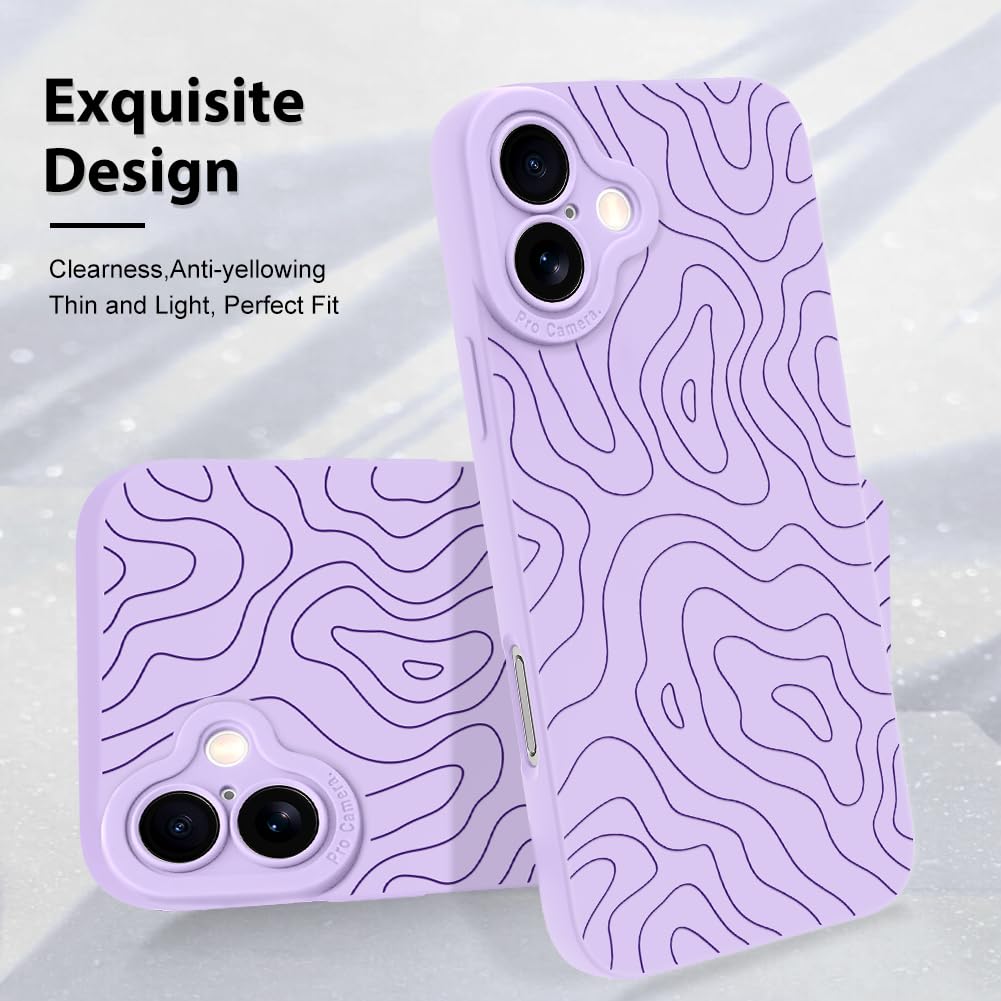 Foto 4 pulgar | Funda De Teléfono Mzelq Para Iphone 16 Plus Silicone Wave Ripple Purple - Venta Internacional.