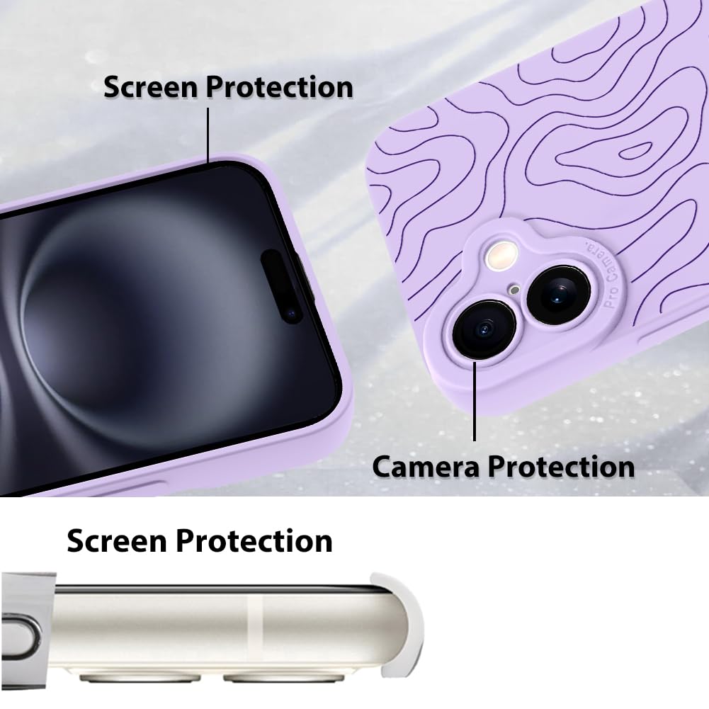 Foto 5 pulgar | Funda De Teléfono Mzelq Para Iphone 16 Plus Silicone Wave Ripple Purple - Venta Internacional.