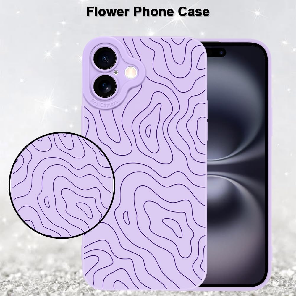 Foto 6 pulgar | Funda De Teléfono Mzelq Para Iphone 16 Plus Silicone Wave Ripple Purple - Venta Internacional.