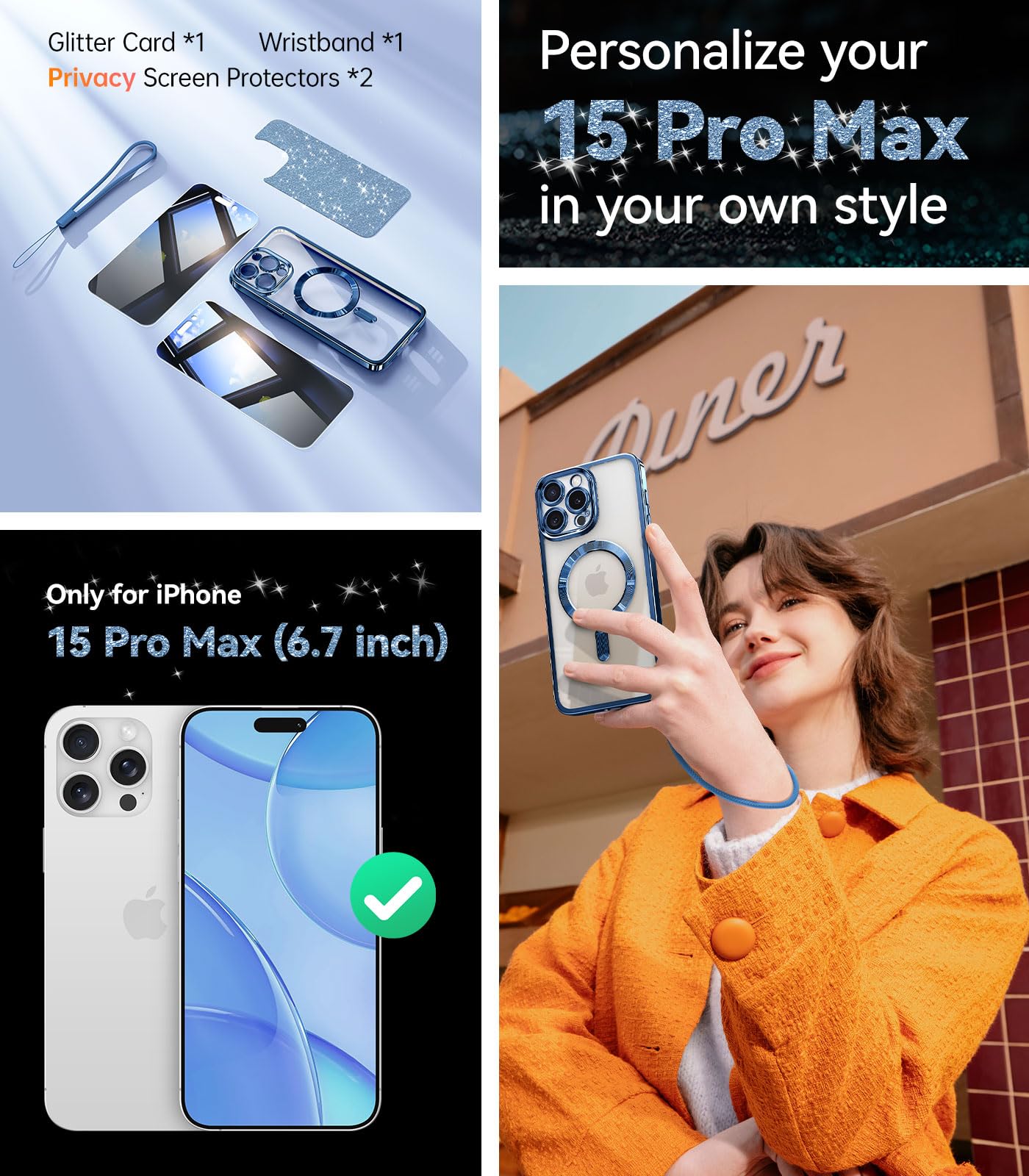 Foto 3 pulgar | Funda De Teléfono Meifigno Diseñada Para Iphone 15 Pro Max Con Accesorios - Venta Internacional.