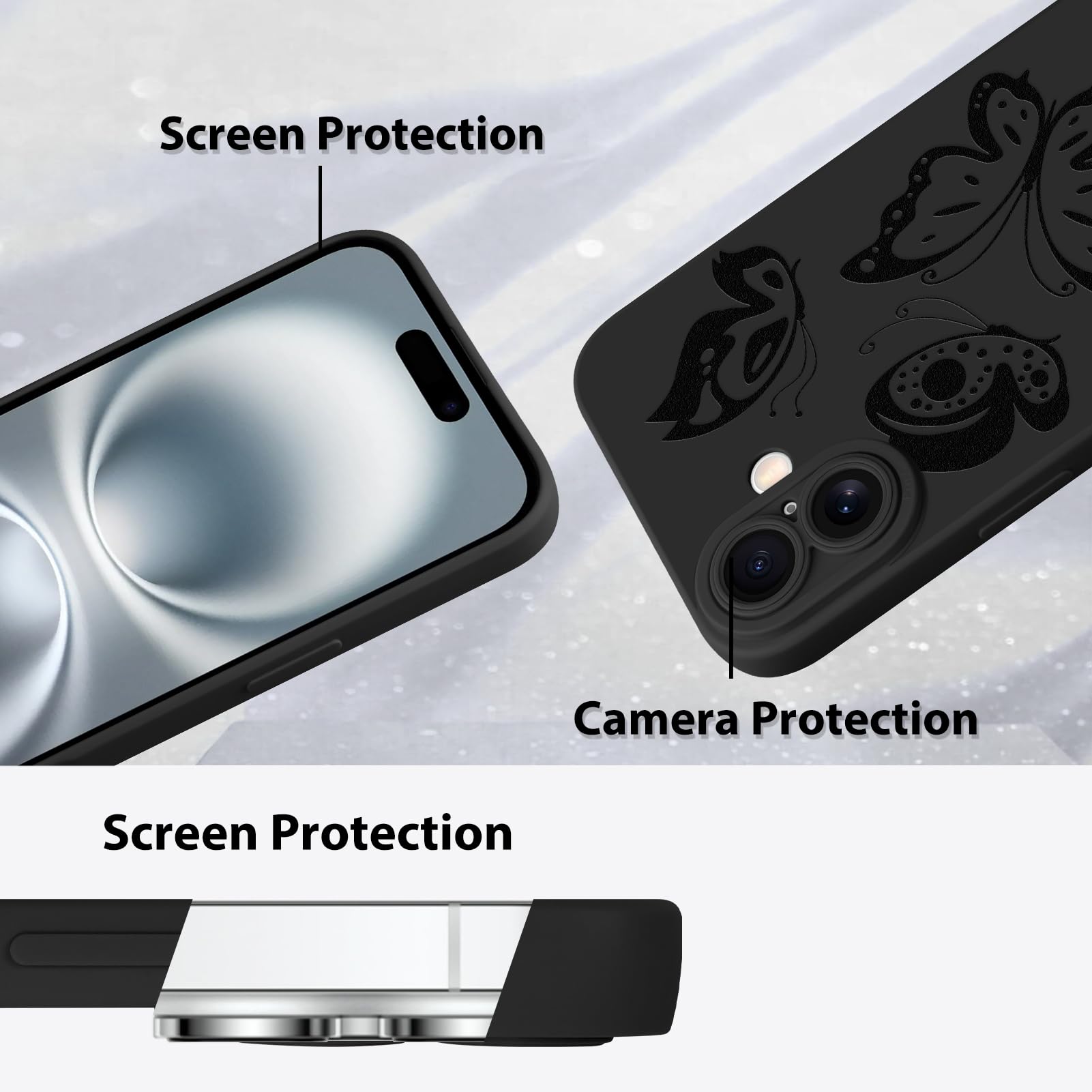 Foto 5 pulgar | Funda De Teléfono Mzelq Para Iphone 16, Silicona, Diseño De Mariposas - Venta Internacional.