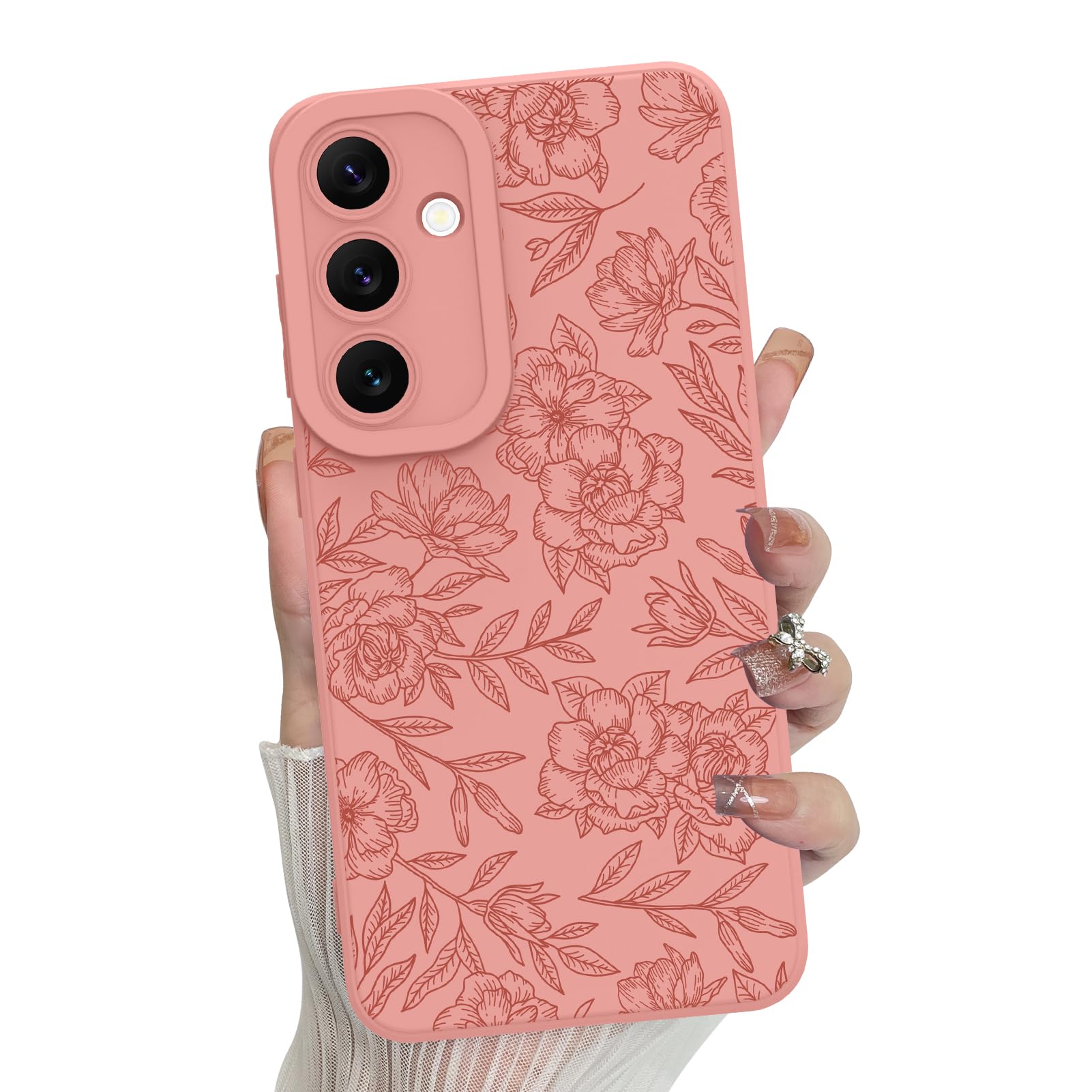 Funda De Silicona Mzelq Con Estampado Floral Para Samsung Galaxy S24 Fe, Color Rosa - Venta Internacional.