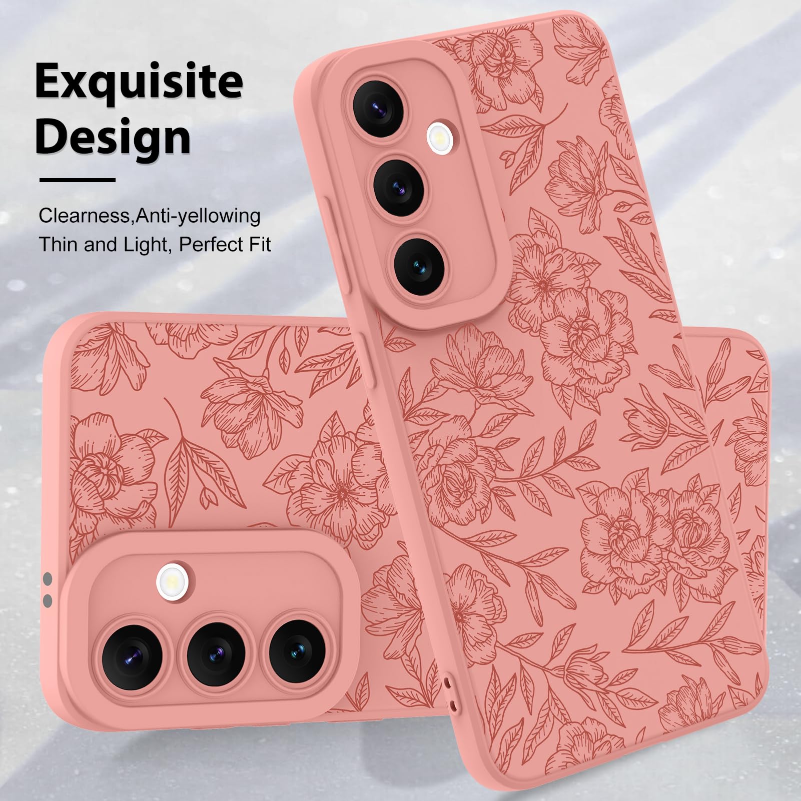 Foto 4 pulgar | Funda De Silicona Mzelq Con Estampado Floral Para Samsung Galaxy S24 Fe, Color Rosa - Venta Internacional.