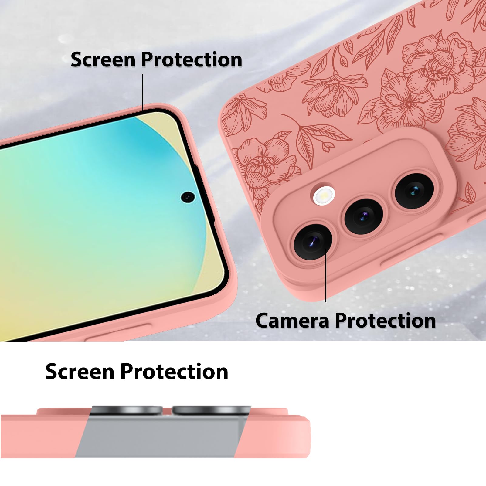 Foto 5 pulgar | Funda De Silicona Mzelq Con Estampado Floral Para Samsung Galaxy S24 Fe, Color Rosa - Venta Internacional.