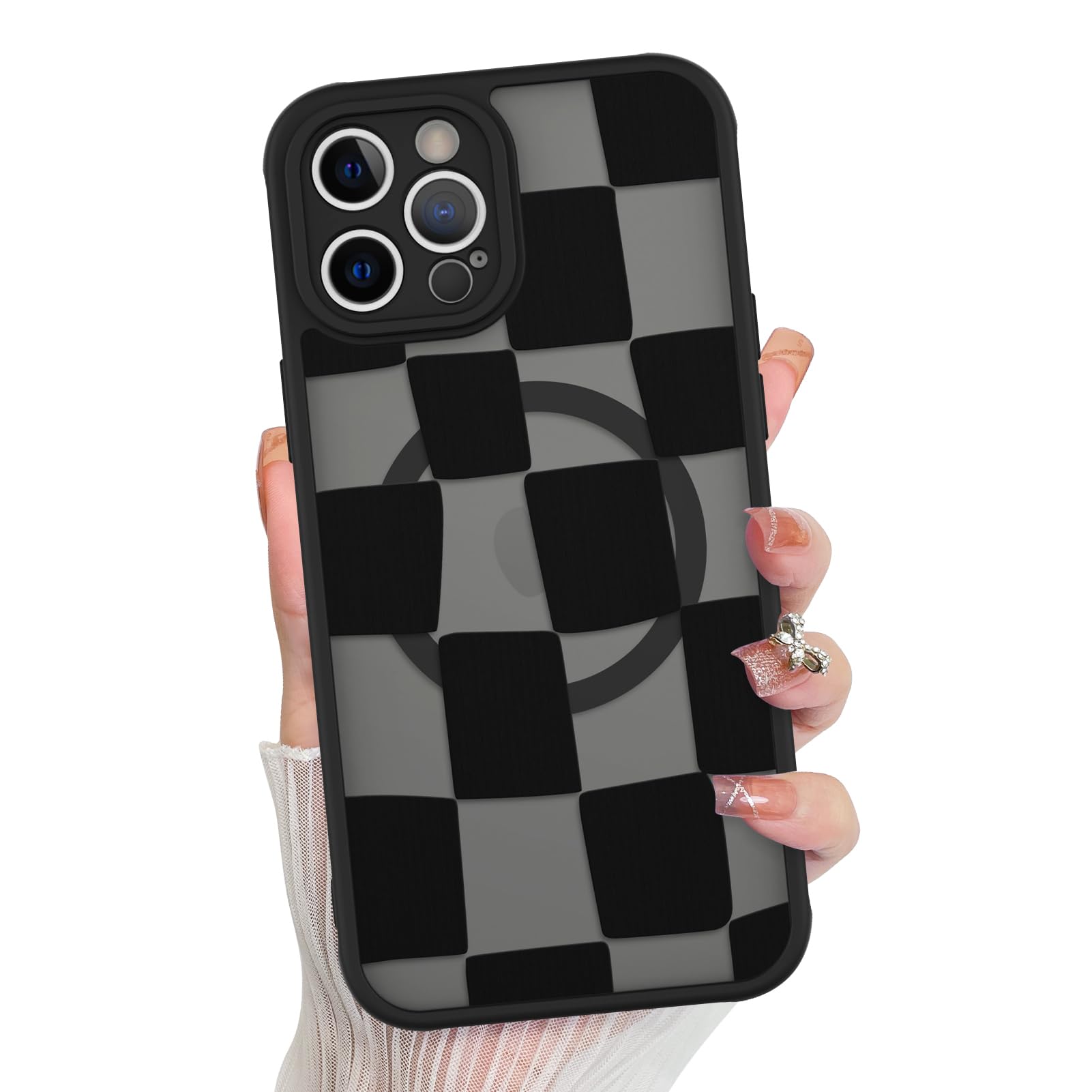 Foto 2 pulgar | Funda De Teléfono Kanghar Para Iphone 12 Pro De Estética Mate A Cuadros - Venta Internacional.