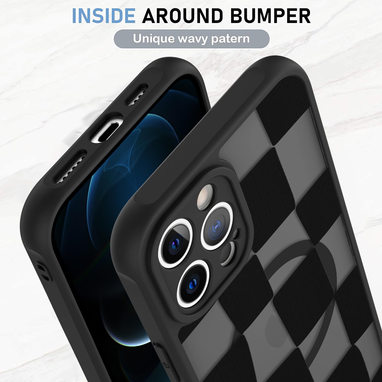 Foto 5 pulgar | Funda De Teléfono Kanghar Para Iphone 12 Pro De Estética Mate A Cuadros - Venta Internacional.