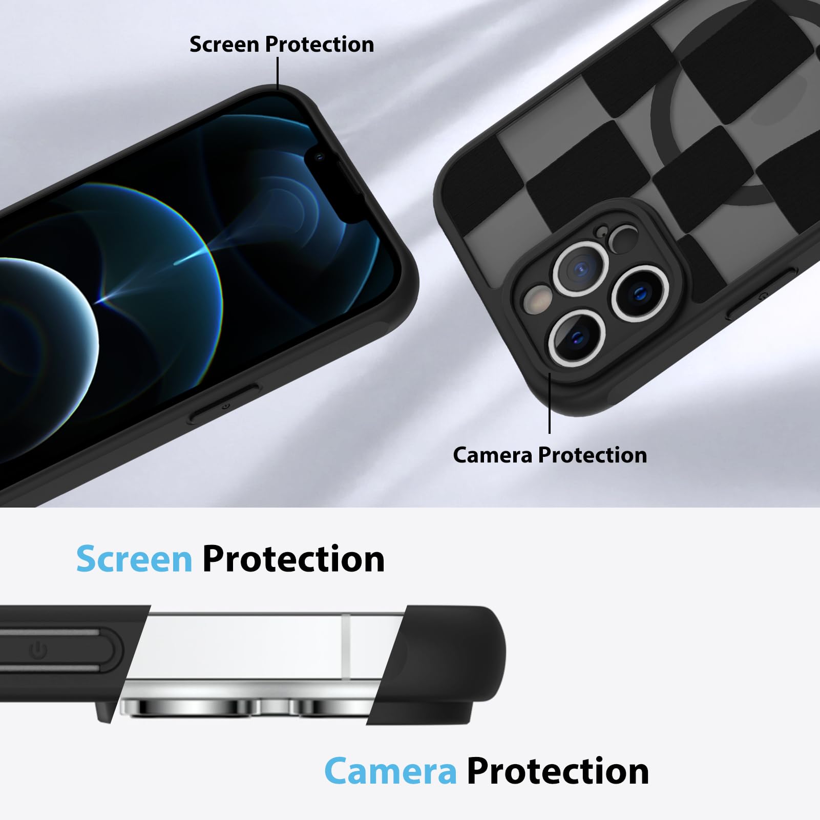 Foto 6 pulgar | Funda De Teléfono Kanghar Para Iphone 12 Pro De Estética Mate A Cuadros - Venta Internacional.