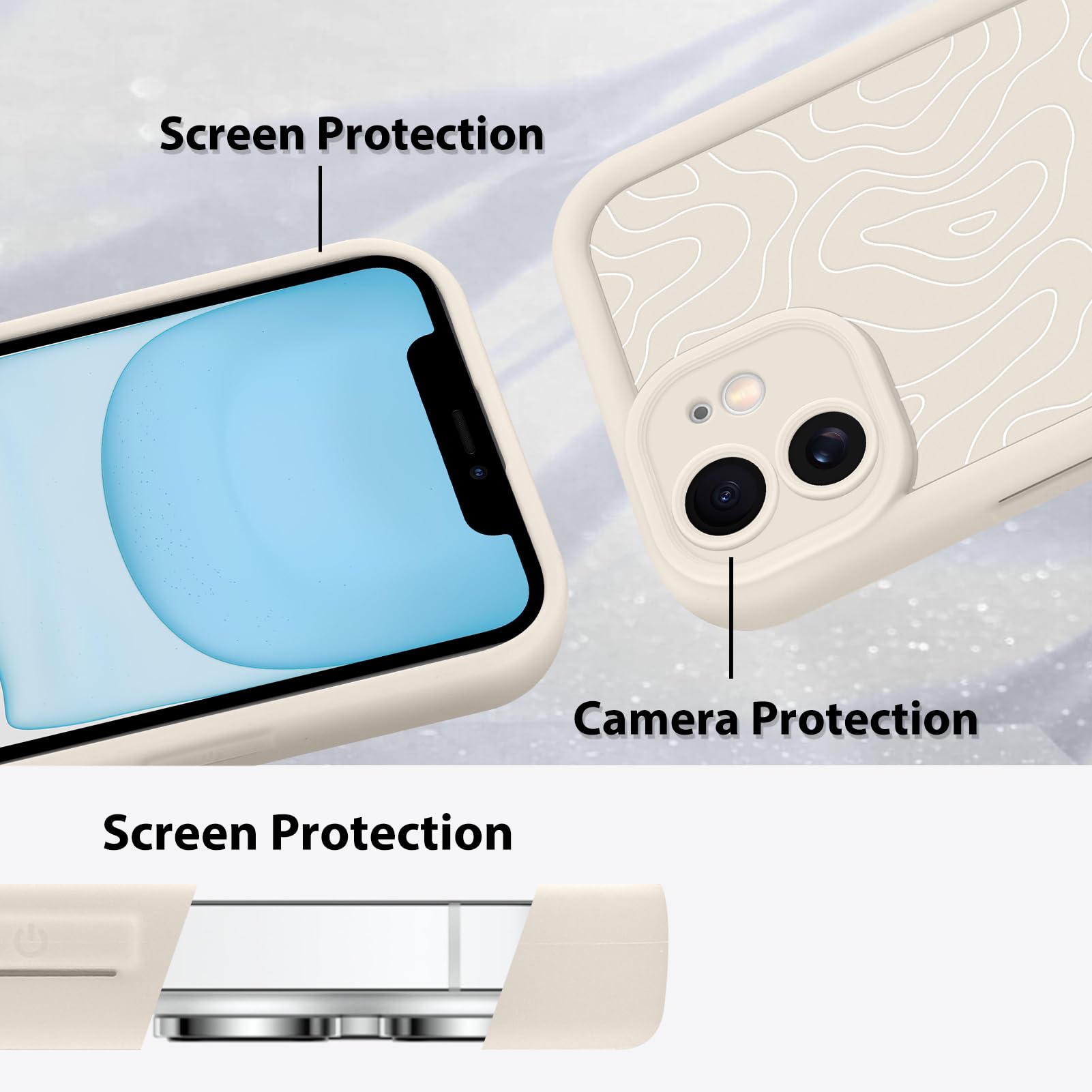Foto 5 pulgar | Funda De Teléfono Mzelq Para Iphone 11 Silicone Wave Ripple White - Venta Internacional.
