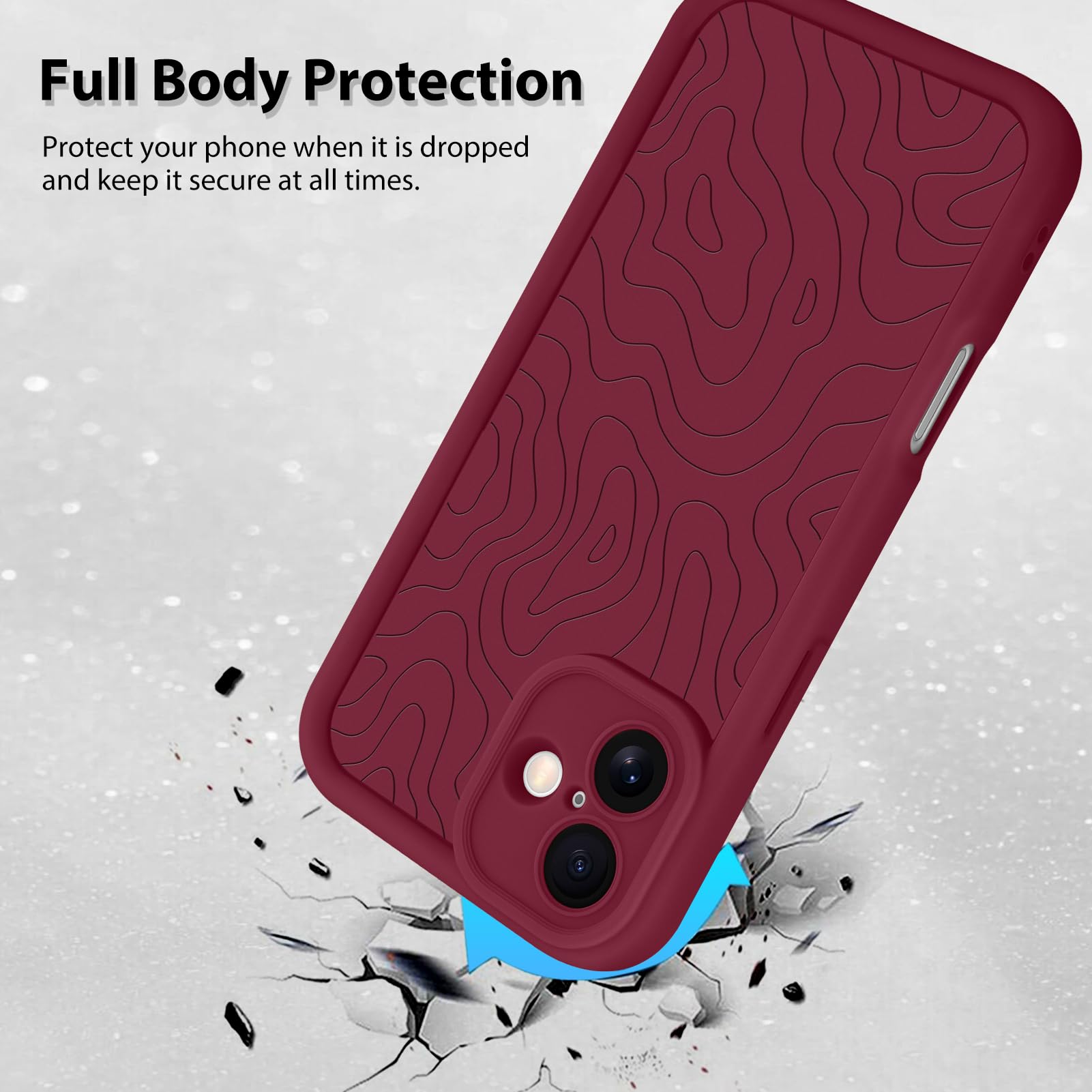 Foto 2 | Funda De Teléfono Mzelq Para Iphone 16 Silicone Wave Ripple Red - Venta Internacional.