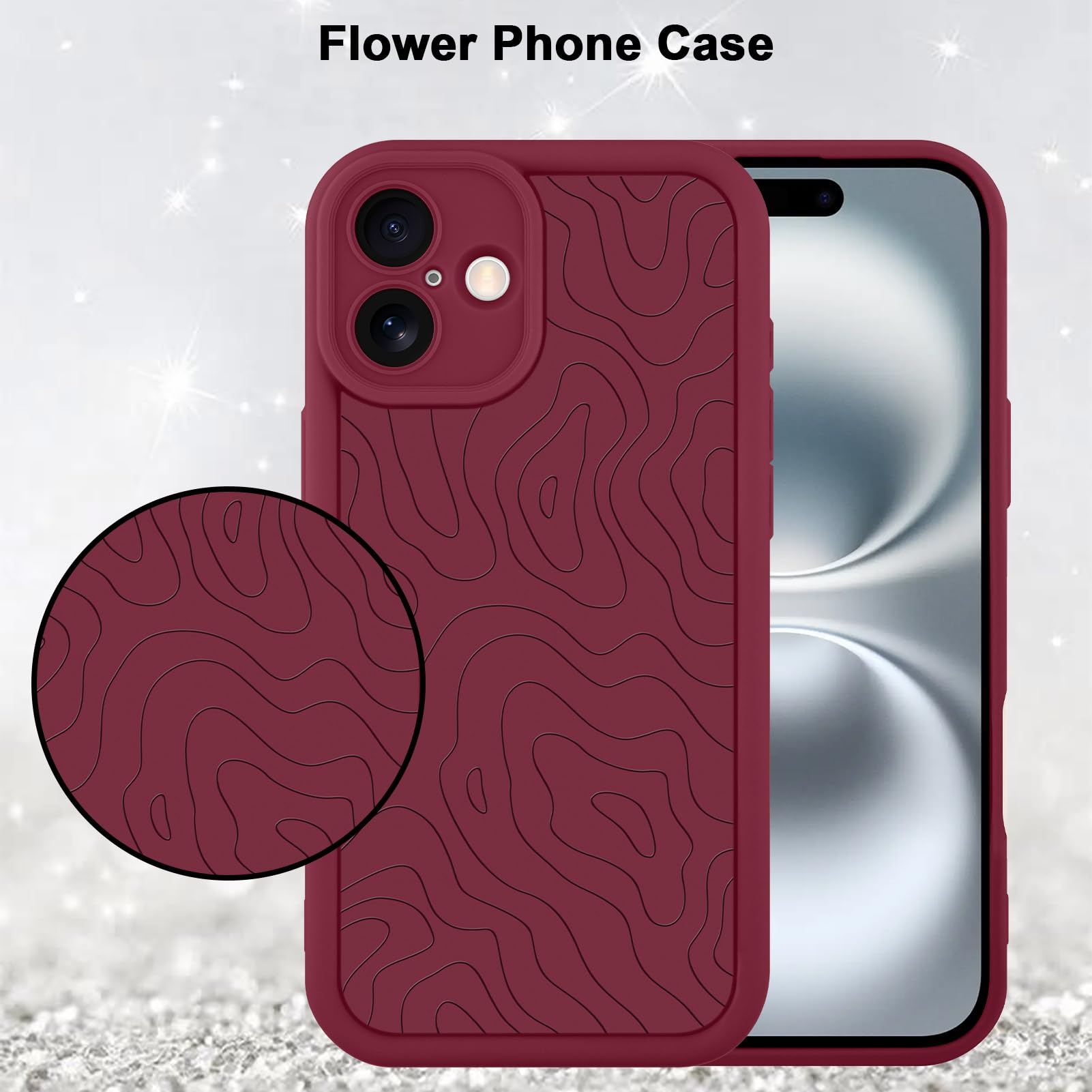 Foto 5 | Funda De Teléfono Mzelq Para Iphone 16 Silicone Wave Ripple Red - Venta Internacional.