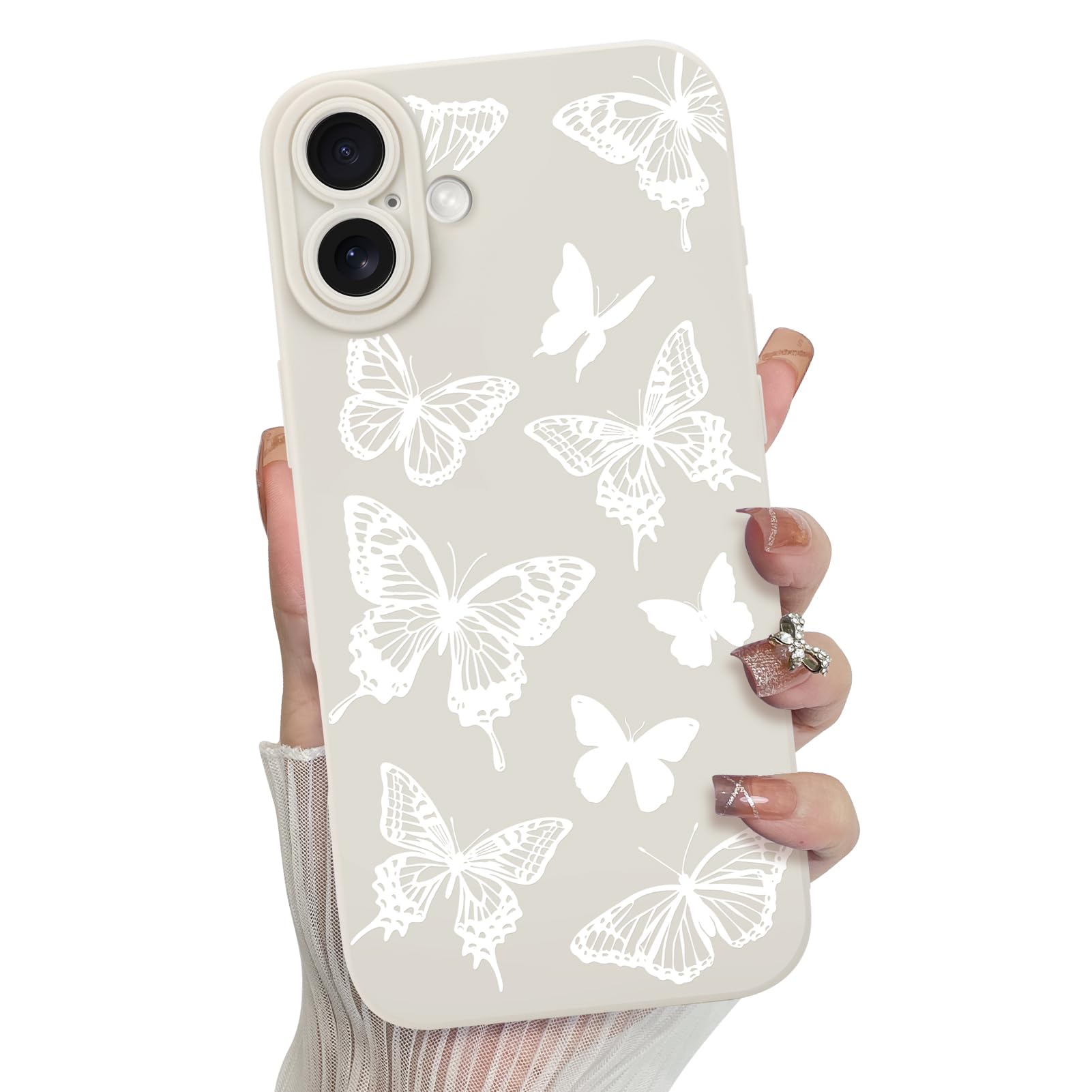 Funda De Teléfono Mzelq Para Iphone 16 Plus De Silicona Con Forma De Mariposa Blanca - Venta Internacional.