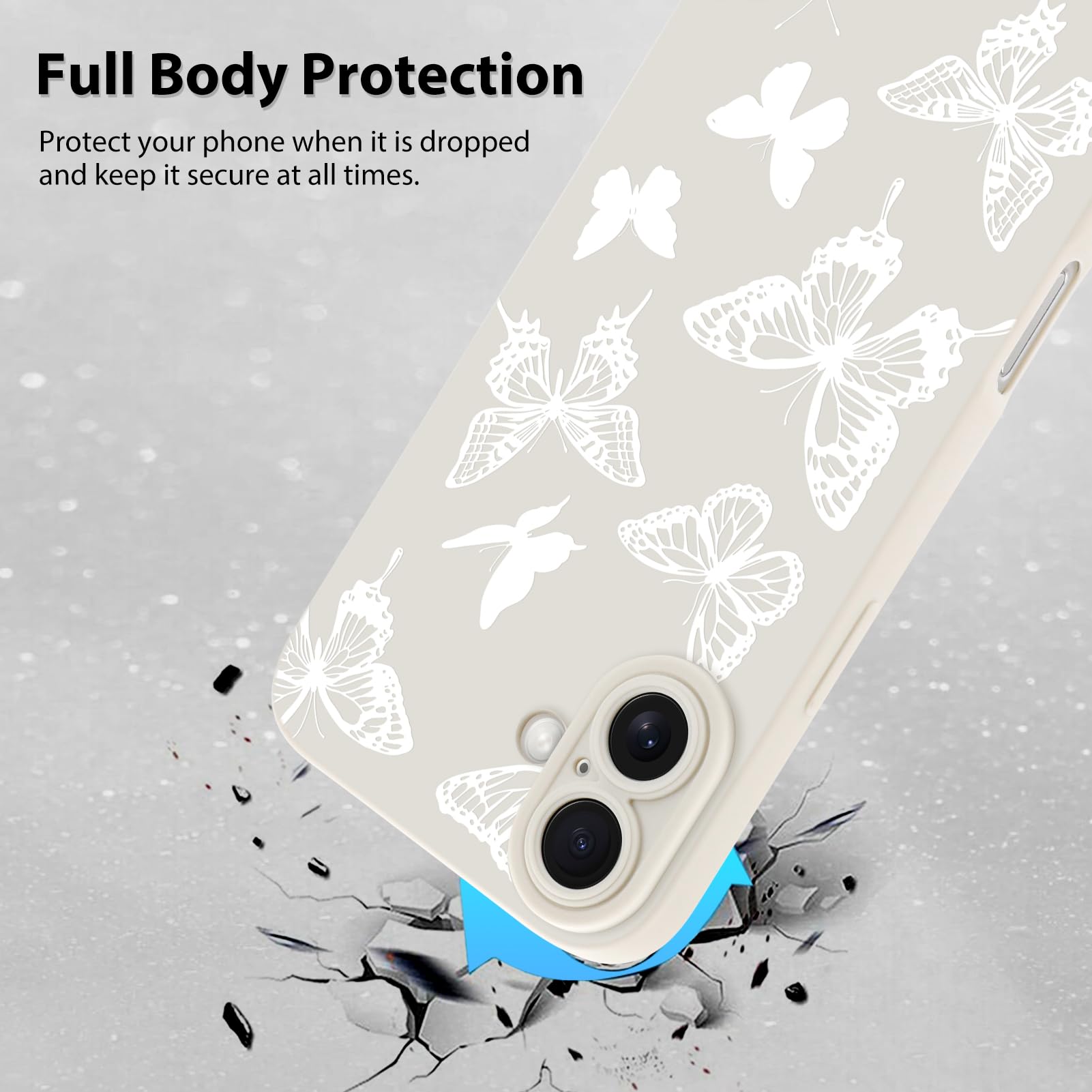 Foto 3 pulgar | Funda De Teléfono Mzelq Para Iphone 16 Plus De Silicona Con Forma De Mariposa Blanca - Venta Internacional.