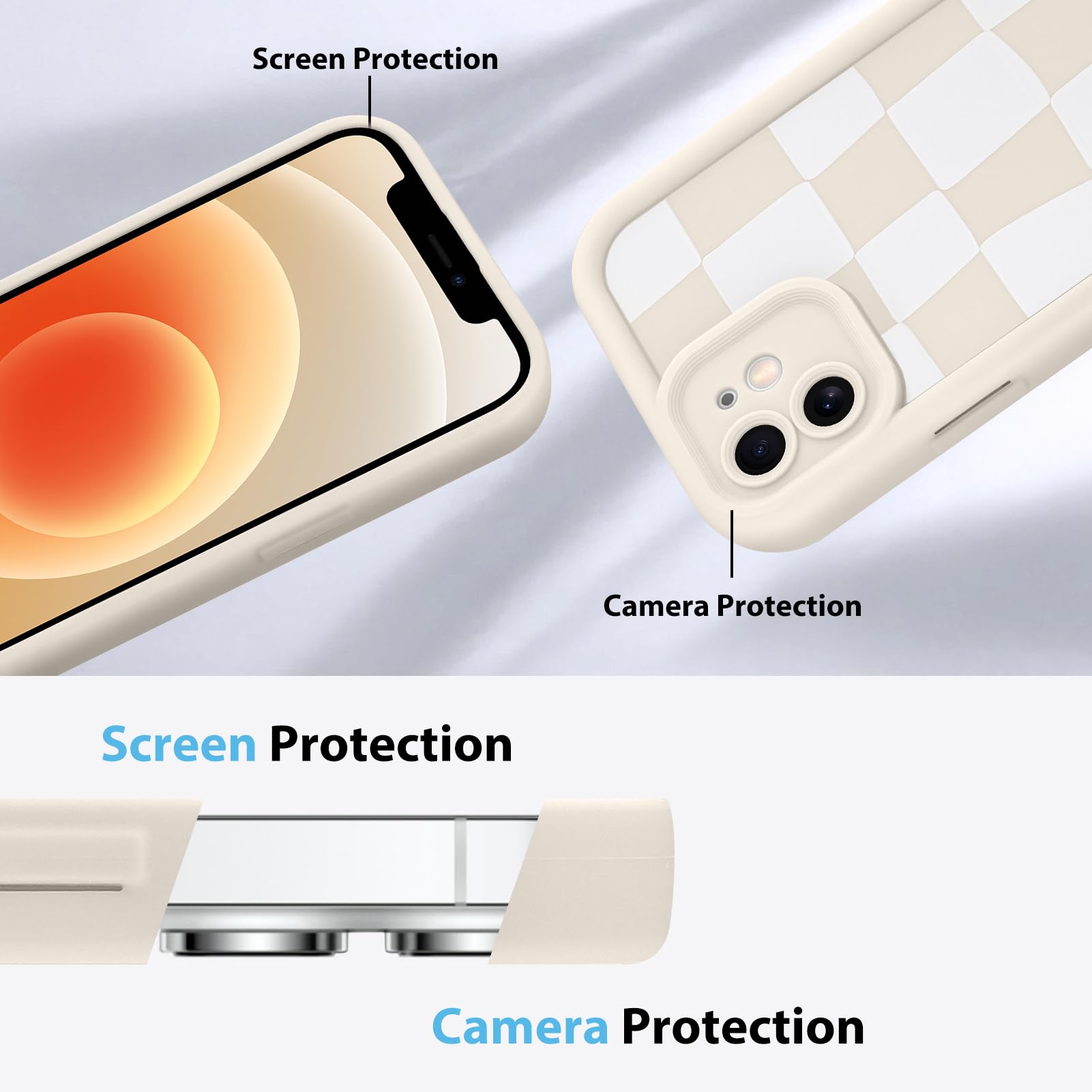 Foto 6 pulgar | Funda De Teléfono Kanghar Compatible Con Iphone 12 De Silicona Blanca - Venta Internacional.