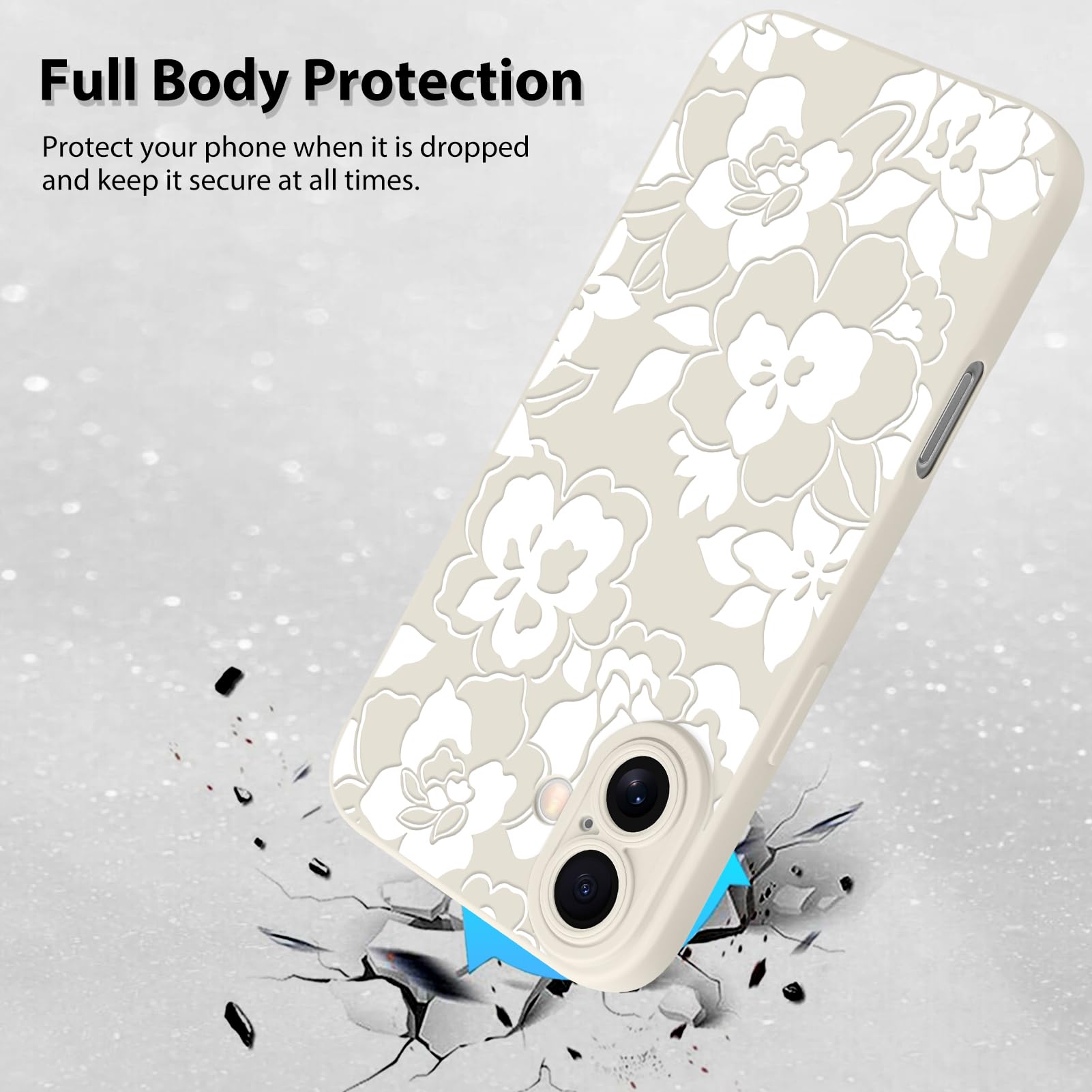 Foto 3 pulgar | Funda De Silicona Mzelq Para Iphone 16, Rosa Y Floral Blanca - Venta Internacional.