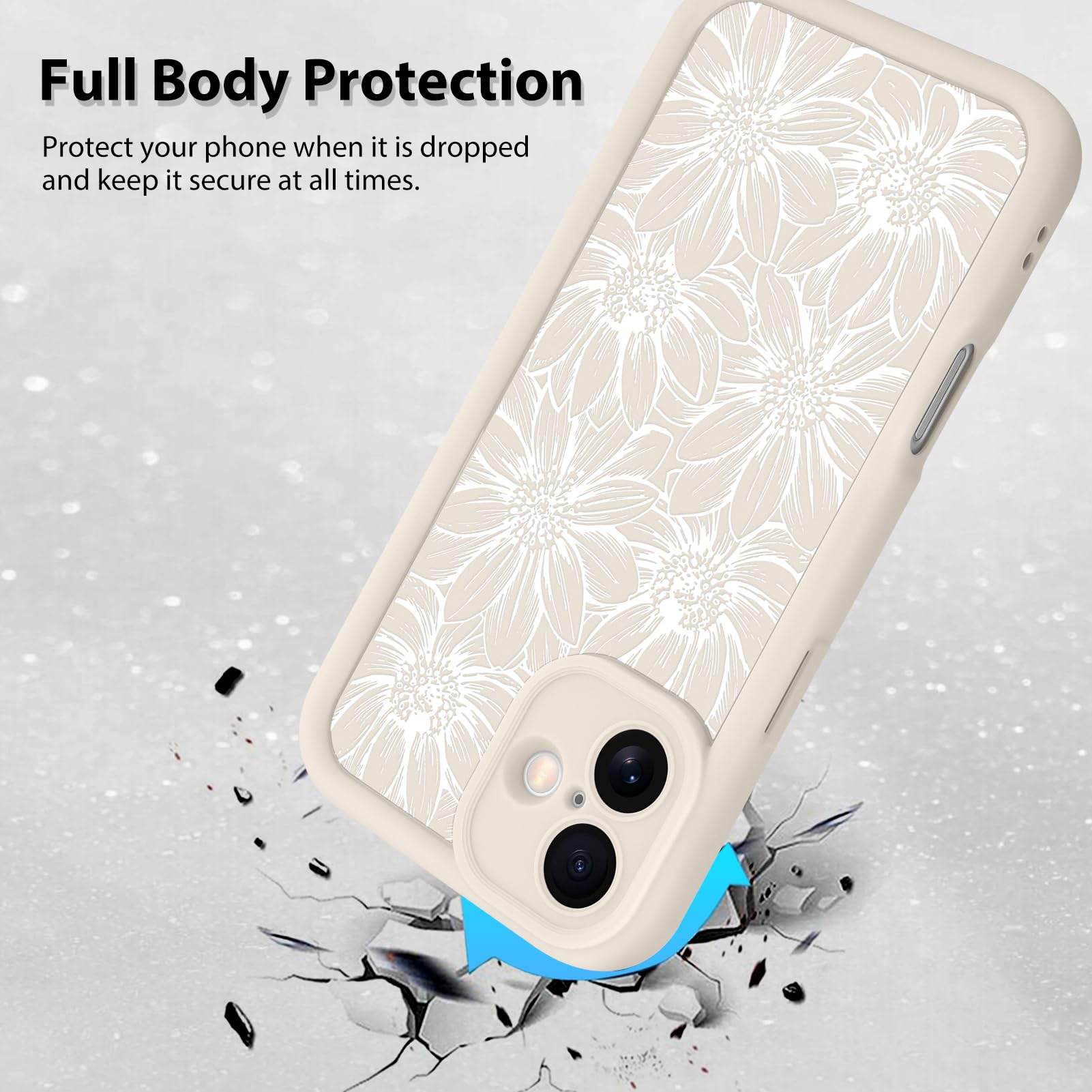 Foto 3 pulgar | Funda De Teléfono Mzelq Para Iphone 16 Plus De Silicona, Color Blanco Girasol - Venta Internacional.
