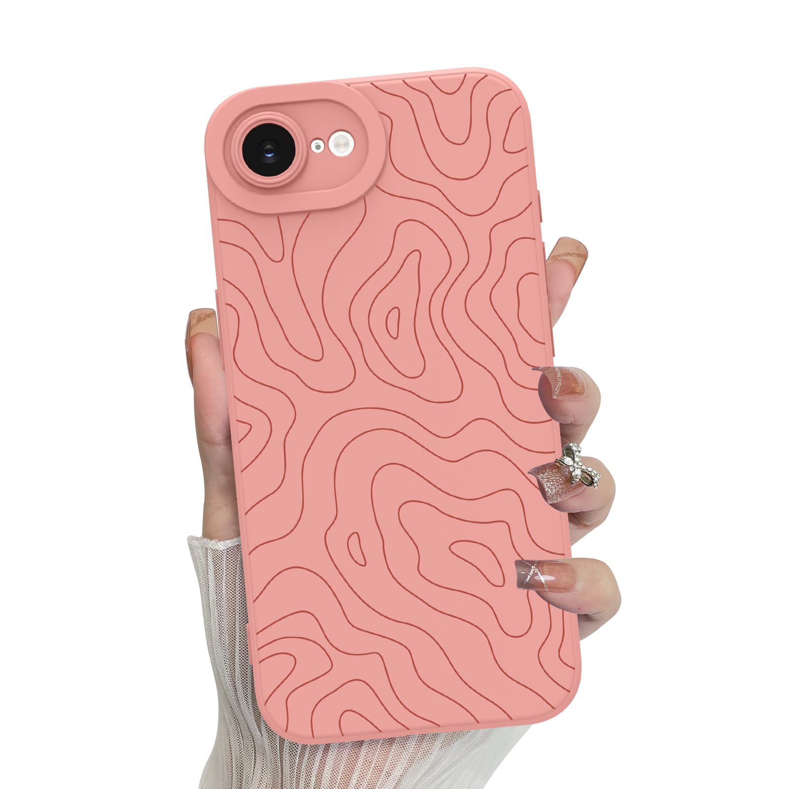 Foto 2 pulgar | Funda De Teléfono Mzelq Para Iphone 16e Silicone Wave Ripple Pink - Venta Internacional.