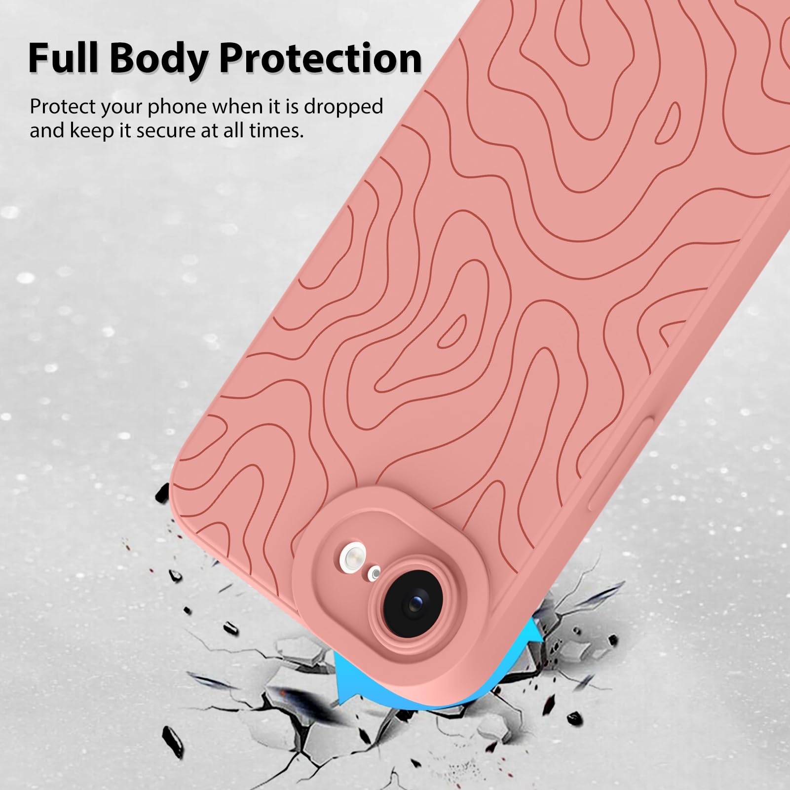 Foto 3 pulgar | Funda De Teléfono Mzelq Para Iphone 16e Silicone Wave Ripple Pink - Venta Internacional.