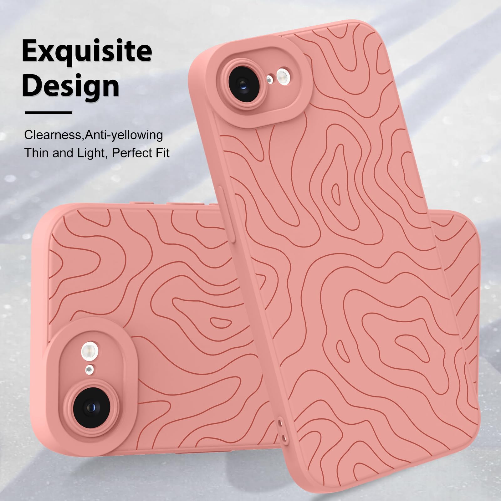 Foto 4 pulgar | Funda De Teléfono Mzelq Para Iphone 16e Silicone Wave Ripple Pink - Venta Internacional.