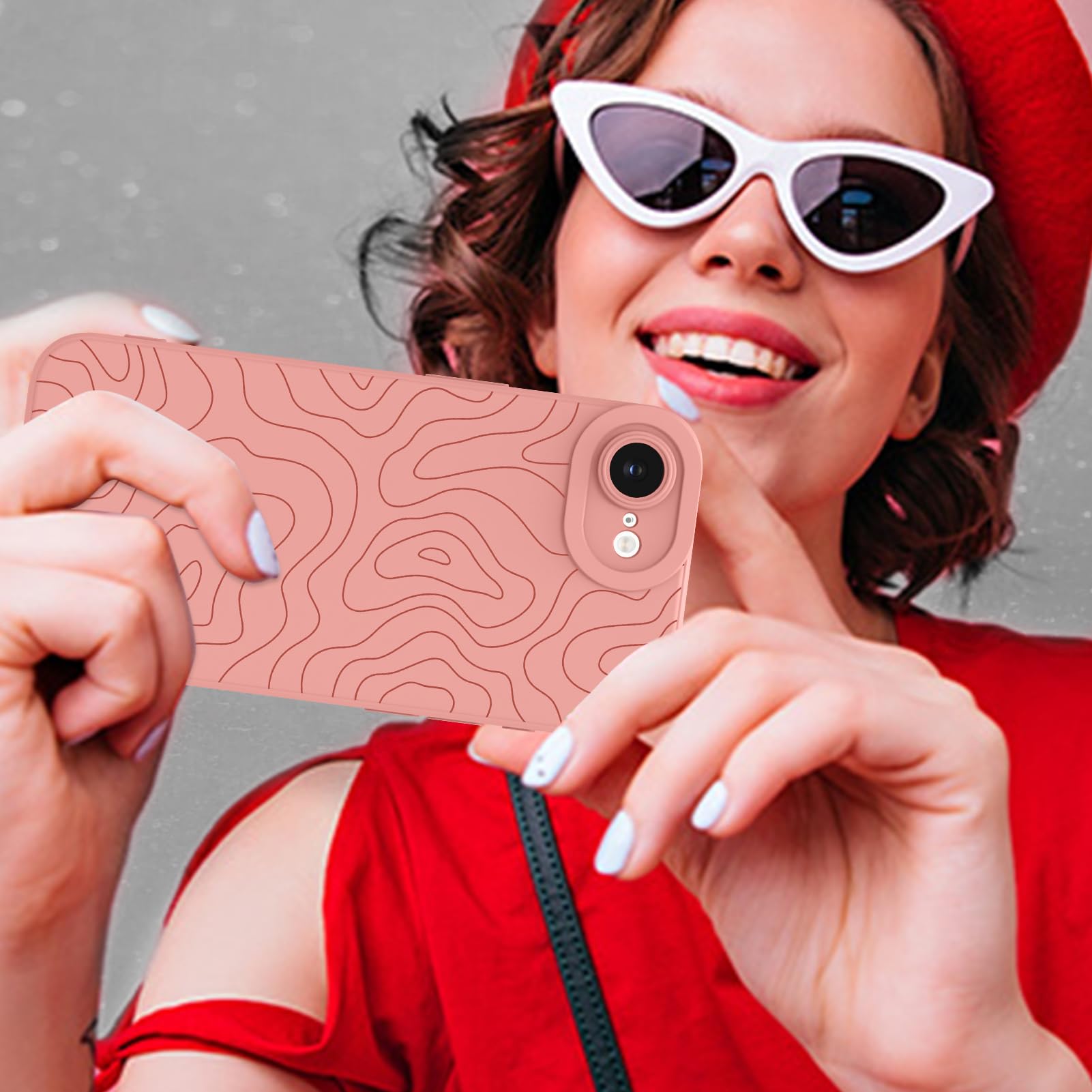 Foto 7 pulgar | Funda De Teléfono Mzelq Para Iphone 16e Silicone Wave Ripple Pink - Venta Internacional.