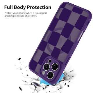 Foto 2 | Funda De Teléfono Kanghar Para Iphone 16 Pro Max A Cuadros Morados - Venta Internacional.