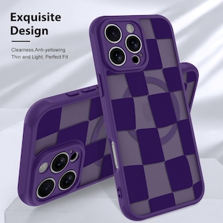 Foto 3 | Funda De Teléfono Kanghar Para Iphone 16 Pro Max A Cuadros Morados - Venta Internacional.
