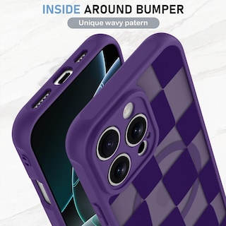 Foto 4 | Funda De Teléfono Kanghar Para Iphone 16 Pro Max A Cuadros Morados - Venta Internacional.