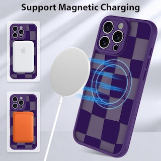Foto 6 | Funda De Teléfono Kanghar Para Iphone 16 Pro Max A Cuadros Morados - Venta Internacional.